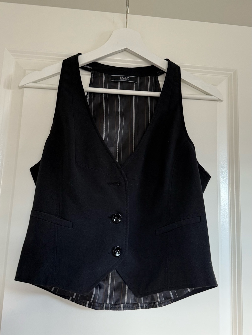 Black Button-Front Vest